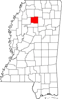 State map highlighting Yalobusha County