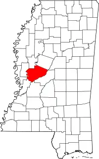 State map highlighting Yazoo County