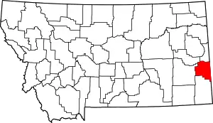 State map highlighting Fallon County