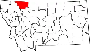 State map highlighting Glacier County