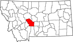 Map of Montana highlighting Meagher County