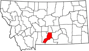 State map highlighting Stillwater County