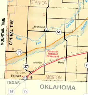 KDOT map of Morton County (legend)