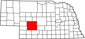 Map of Nebraska highlighting Lincoln County