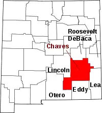 Map of New Mexico highlighting Chaves County