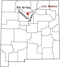 Map of New Mexico highlighting Los Alamos County