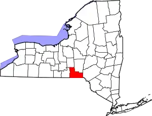 State map highlighting Broome County