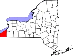 State map highlighting Chautauqua County