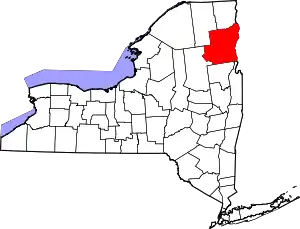 State map highlighting Essex County