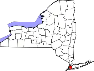 State map highlighting Queens County