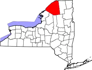 State map highlighting St. Lawrence County