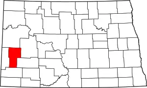 State map highlighting Billings County