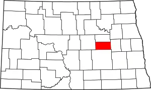 Map of North Dakota highlighting Foster County