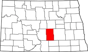 State map highlighting Kidder County