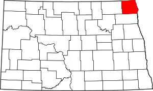 State map highlighting Pembina County