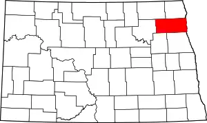 State map highlighting Walsh County