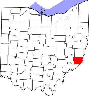 Map of Ohio highlighting Monroe County