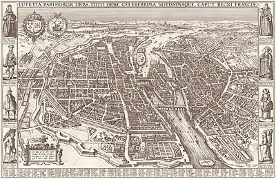 1618 map of Paris by Claes Janszoon Visscher