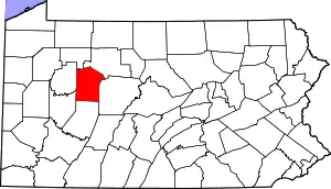 Map of Pennsylvania highlighting Jefferson County