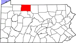 State map highlighting McKean County