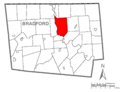 Map of Bradford County with Sheshequin Township highlighted