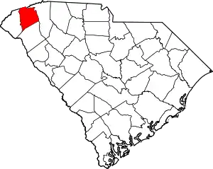 State map highlighting Pickens County