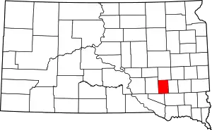 Map of South Dakota highlighting Davison County