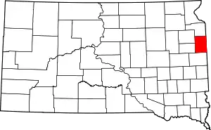 Map of South Dakota highlighting Deuel County