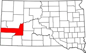 Map of South Dakota highlighting Pennington County