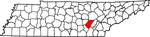 State map highlighting Bledsoe County