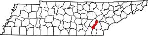 State map highlighting Meigs County