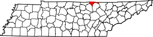 Map of Tennessee highlighting Pickett County