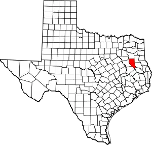 Map of Texas highlighting Cherokee County