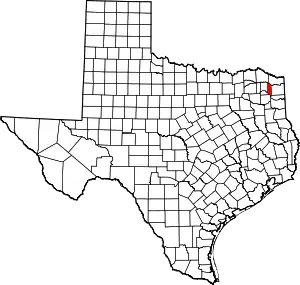 Map of Texas highlighting Morris County