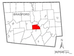 Map of Bradford County with Towanda Township highlighted