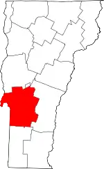 State map highlighting Rutland County