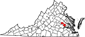 Map of Virginia highlighting Henrico County