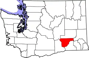 Map of Washington highlighting Franklin County