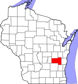 Map of Wisconsin showing Fond du Lac County