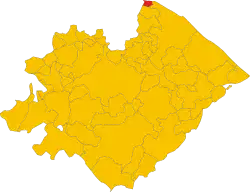 Gabicce within the Province of Pesaro and Urbino