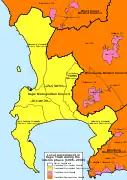 The "interim phase" (1996–2000), in which the metropolitan area was divided into six municipalities under the CMC.