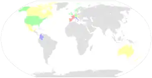 A map of the world showing the number of riders per nation participated in the race.