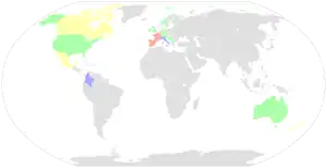 A map of the world showing the number of riders per nation participated in the race.