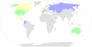 A map of the world showing the number of riders per nation participated in the race.