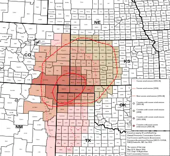 Area affected by 1930s Dust Bowl