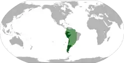 Location of the Viceroyalty of Peru: initial territory 1542–1718 (light green) and final de jure territory 1776–1824 (dark green)