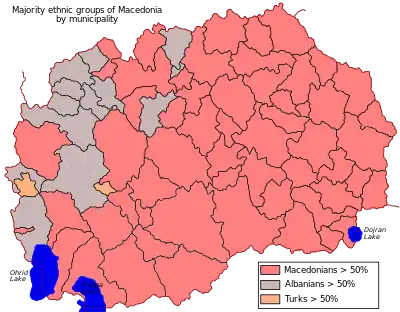 Majority ethnic groups of North Macedonia by municipality, 2002 census