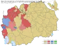 Municipalities in North Macedonia colored according to the ethnic affiliation of the resident population, 2021 census