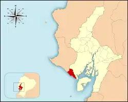 Location of Playas Canton in Guayas Province