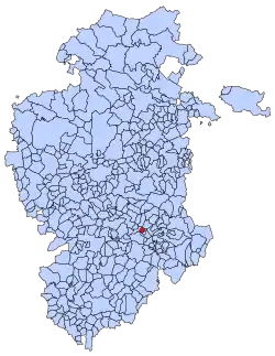 Location of Cascajares de la Sierra municipality in Burgos province